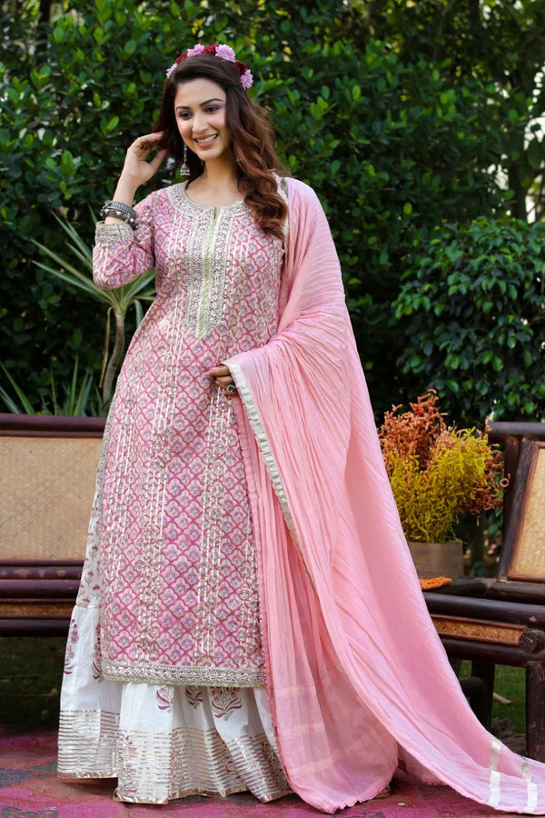 Buy Pakistani 3 Piece Festive Long Flared Kurti Sharara With Dupatta Set  for Women, Indian Designer Salwar Kameez, Readymade Party/ethnic Wear  Online in India - Etsy